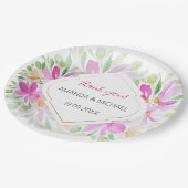 水モダン色ボホ薄紫フローラ ペーパープレート (アングル)