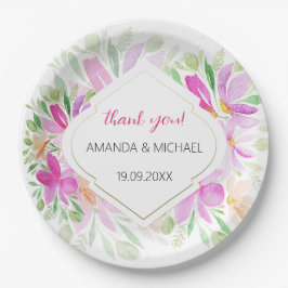 水モダン色ボホ薄紫フローラ ペーパープレート