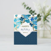 水モダン色ボーホブルーフローラルハンドイ色彩の鮮やかン カード (スタンド正面)