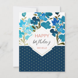 水モダン色ボーホブルーフローラルハンドイ色彩の鮮やかン カード