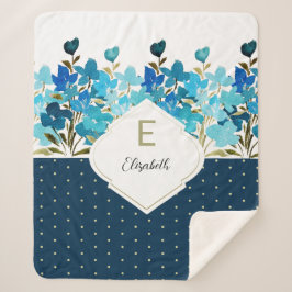 水モダン色ボーホブルーフローラルハンドイ色彩の鮮やかン シェルパブランケット