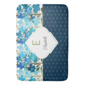 水モダン色ボーホブルーフローラルハンドイ色彩の鮮やかン バスマット (正面縦)