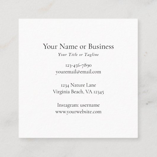 水モダン色ポピーフローラ スクエア名刺 (裏面)