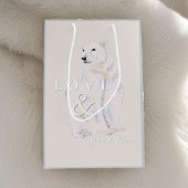 水モダン色ポーラベアクリスマスタイポグラフィ ミディアムペーパーバッグ