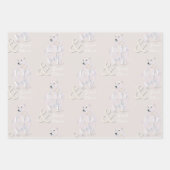 水モダン色ポーラベアクリスマスタイポグラフィ ラッピングペーパーシート (正面)