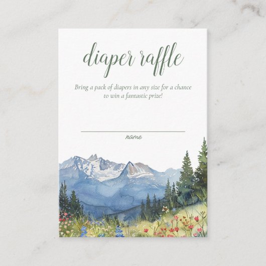 水モダン色マウンテンおむつラッフル エンクロージャーカード (正面)