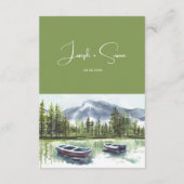 水モダン色マウンテンレイク結婚ズ詳細 エンクロージャーカード (裏面)