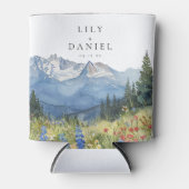 水モダン色マウンテンワイルドフラワー結婚ズ 缶クーラー (正面)