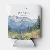 水モダン色マウンテンワイルドフラワー結婚ズ 缶クーラー (裏面)