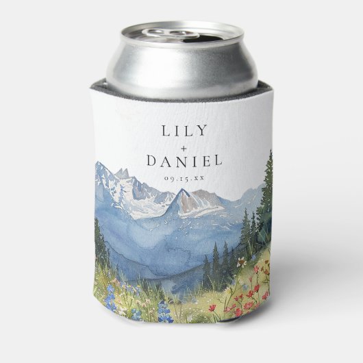 水モダン色マウンテンワイルドフラワー結婚ズ 缶クーラー (缶裏面)