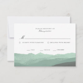 水モダン色マウンテンRSVPカード 出欠カード