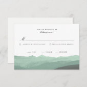 水モダン色マウンテンRSVPカード 出欠カード (正面/裏面)