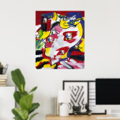 水モダン色マカラフルハトマガンディ輪郭 ポスター (ホームオフィス)