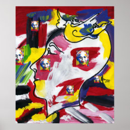 水モダン色マカラフルハトマガンディ輪郭 ポスター