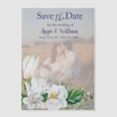 水モダン色マグノリア日付を保存 ベラム紙招待状 (正面)