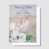 水モダン色マグノリア日付を保存 ベラム紙招待状 (オフセット)