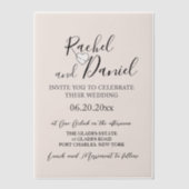 水モダン色マグノリア結婚ズ ベラム紙招待状 (正面)