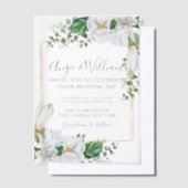 水モダン色マグノリア結婚ズ ベラム紙招待状 (オフセット)