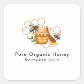 水モダン色ミツバチ付きミツバチ スクエアシール (正面)