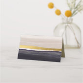 水モダン色ミニマリスト海軍金ゴールド プレイスカード (裏面)