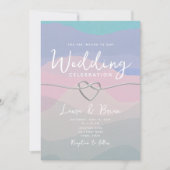 水モダン色ミニマリスト結婚ブルー 招待状 (正面)