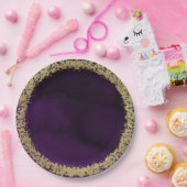 水モダン色ムーディパープル&金ゴールド結婚ズ ペーパープレート (パーティー)