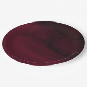 水モダン色ムーディマルーンバーグンディ結婚ズ ペーパープレート (アングル)