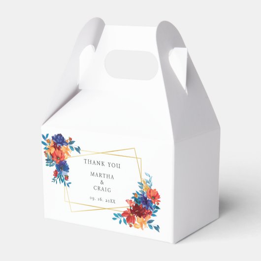 水モダン色メキシカンフィエスタフラワー結婚ズ フェイバーボックス (正面サイド)