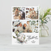 水モダン色メリークリスマスマルチプルフォト シーズンカード (スタンド正面)