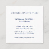 水モダン色モノグラムのロゴNavy Blue スクエア名刺 (裏面)