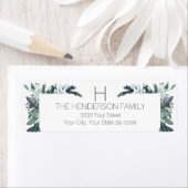 水モダン色モノグラム差出人住所ラベル ラベル (インサイチュ)