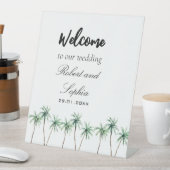 水モダン色ヤシの木の結婚台座標識 台座サイン (インサイチュ)