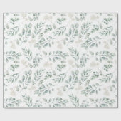 水モダン色ユーカリとシダ模様 ラッピングペーパー (フラット)