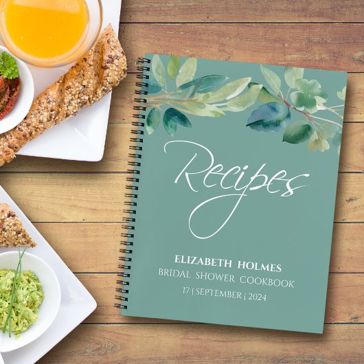 水モダン色ユーカリブライダルシャワーレシピ ノートブック