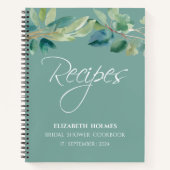 水モダン色ユーカリブライダルシャワーレシピ ノートブック (正面)