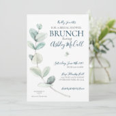 水モダン色ユーカリブライダルシャワー招待状 招待状 (スタンド正面)