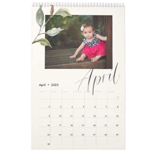 水モダン色ユーカリ文字数々の写真 カレンダー (4月 2023)