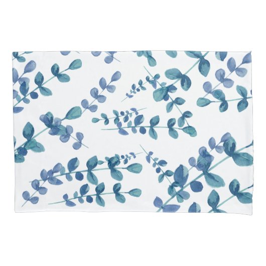 水モダン色ユーカリ植物緑 枕カバー (正面)