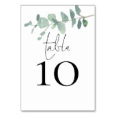 水モダン色ユーカリ結婚スクリプト テーブルナンバー (裏面)