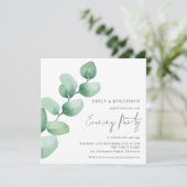 水モダン色ユーカリ結婚ス夕べパーティー 招待状 (スタンド正面)