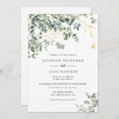 水モダン色ユーカリ結婚式招待状 招待状 (正面/裏面)