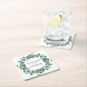 水モダン色ユーカリ緑結婚草 スクエアペーパーコースター (インサイチュ)