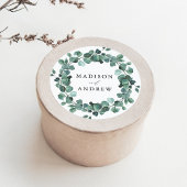 水モダン色ユーカリ緑結婚草 ラウンドシール