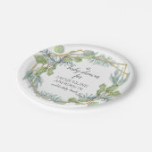 水モダン色ユーカリ葉ベビーシャワー ペーパープレート (アングル)