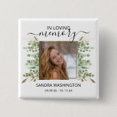 水モダン色ユーカリ葉 |フォトメモリアル 缶バッジ (正面)