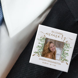 水モダン色ユーカリ葉 |フォトメモリアル 缶バッジ