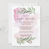 水モダン色ユーカリ離れカップルシャワー 招待状 (正面)