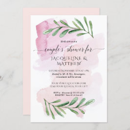 水モダン色ユーカリ離れカップルシャワー 招待状