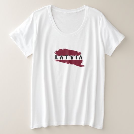 水モダン色ラトビア国旗ラトビア土産 プラスサイズTシャツ (デザイン正面)