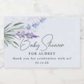 水モダン色ラベンダーベビーシャワーの好意 スパークリングワインラベル (シングルラベル)